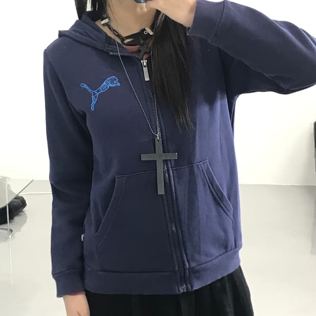 Puma Navy Zip Up Hoodies