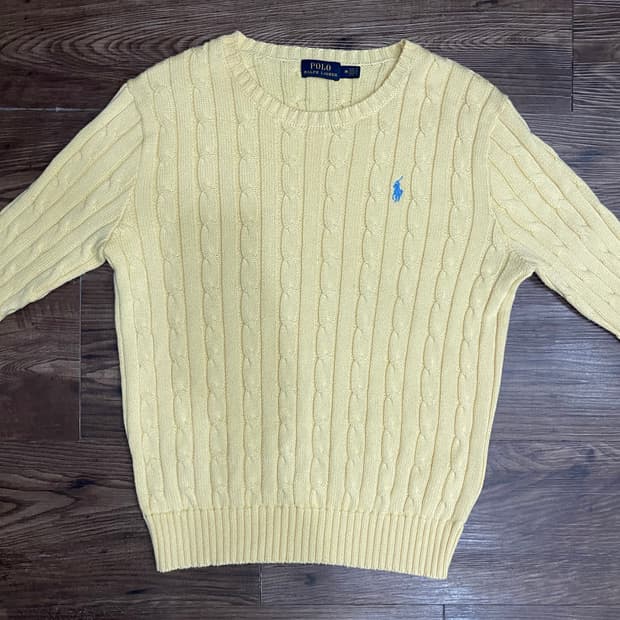 폴로 랄프로렌 케이블 니트 코튼 스웨터 옐로우