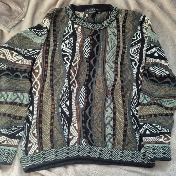 빈티지 케이블 니트 패턴 3D 쿠지 느낌