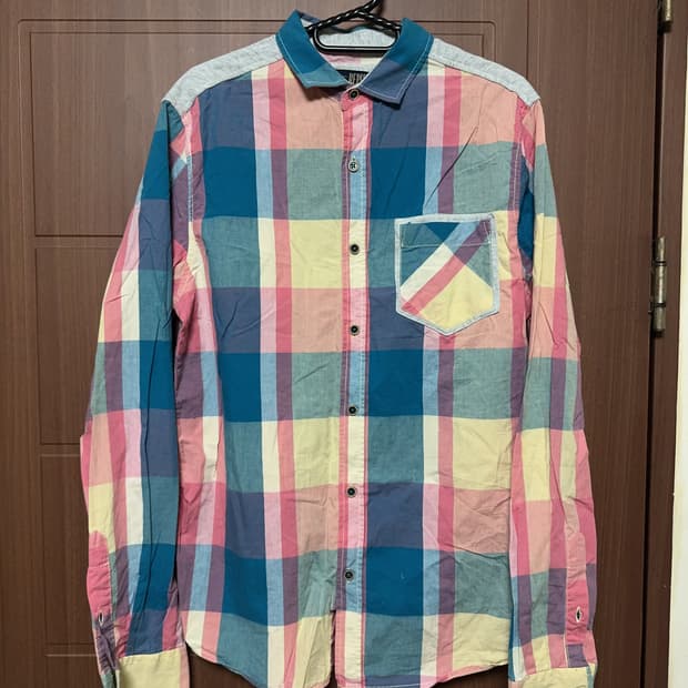 빈티지 모리걸 하구미 체크 셔츠 긴팔 남방
