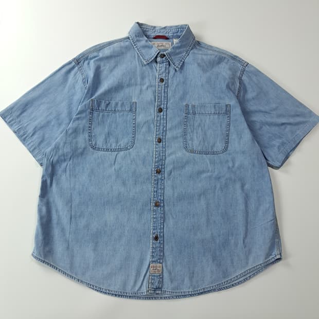 CA376 2XL 리바이스 00s 블루 투포켓 워시드 데님 반팔 셔츠