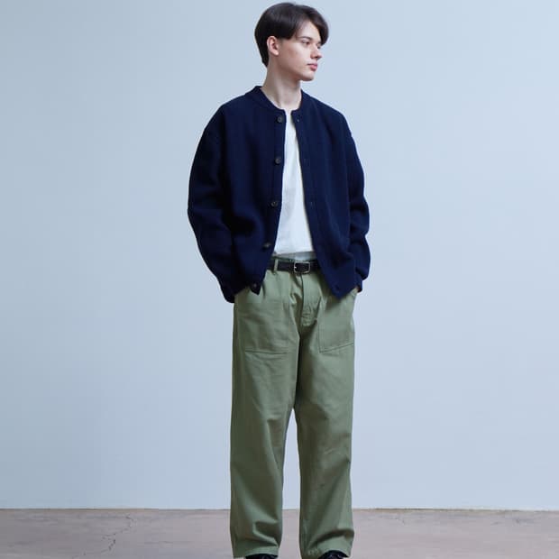 M) 에스피오나지 밀러 헤비웨이트 라운드넥 니트 스웨터 가디건 네이비