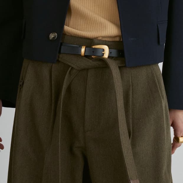 렉토 24F/W 벨트 디테일 하이웨스트 팬츠 카키