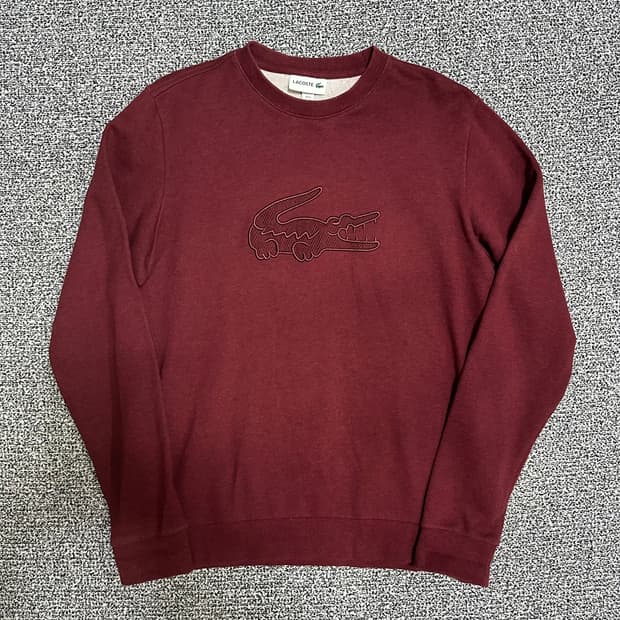 (100) 라코스테 버건디 빅로고 맨투맨