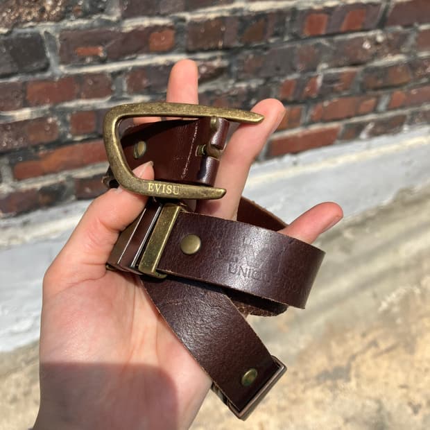 EVISU 웨스턴 버클 레더 벨트
