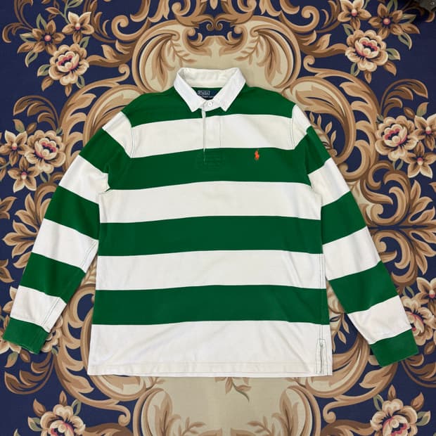 (XL)00s 폴로 랄프로렌 스트라이프 럭비티셔츠