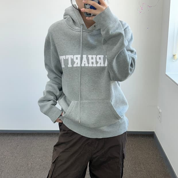 Carhartt 칼하트 스펠아웃로고 그레이 후드티