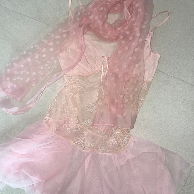 핑크 레이스 레이어드 슬립