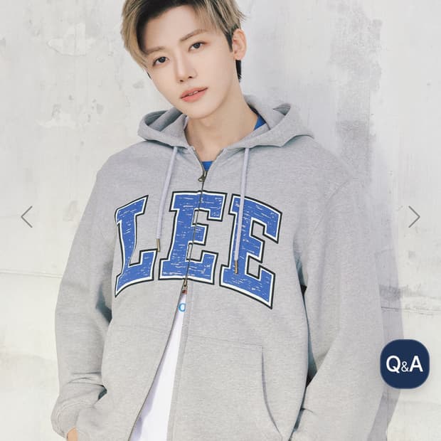 [새상품] Lee 컬리지 로고 후드 집업 그레이 L사이즈