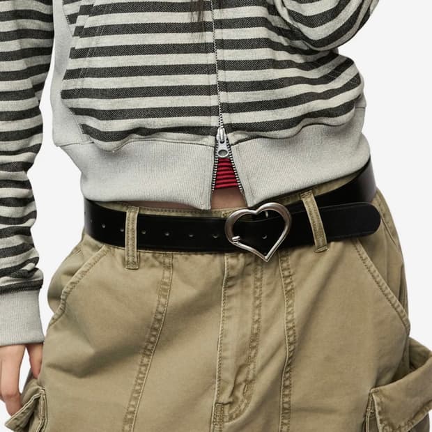 밈더 워드로브 레더 하트 버클 벨트