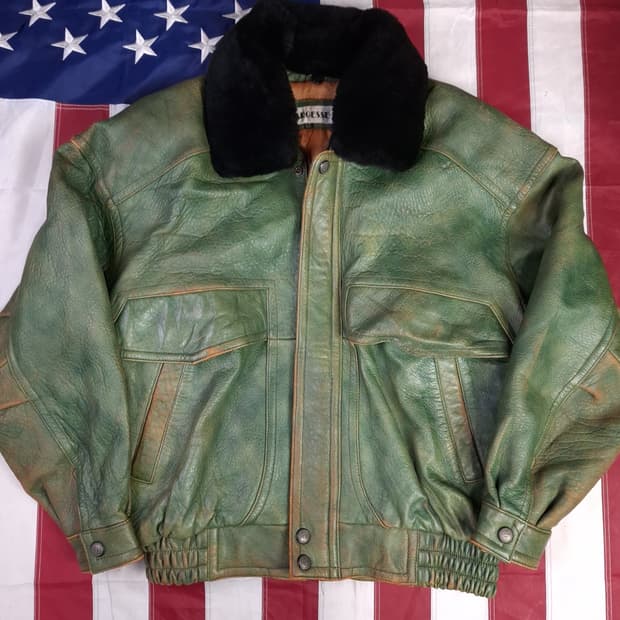 90's 일본판 빈티지 리얼레더 항공자켓