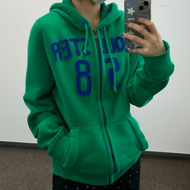 Hollister 홀리스터 블루로고 그린후드집업