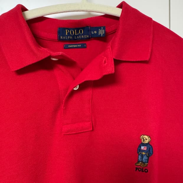[POLO] 폴로 랄프로렌 폴로베어 커스텀핏 카라티 레드 (L 사