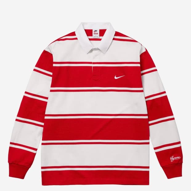 XL 슈프림 나이키 스트라이프 럭비 티셔츠 