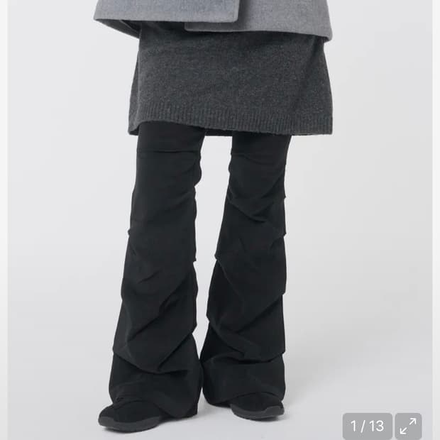 미세키서울 Shirring bootscut pants BLACK