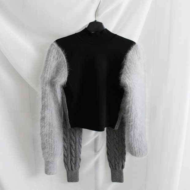 페이크 슬리브 니트