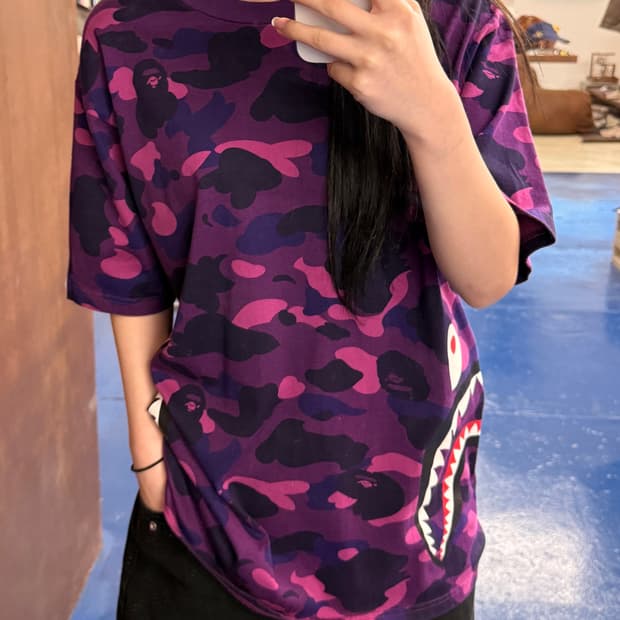 BAPE 베이프 퍼플카모 샤크 반팔티