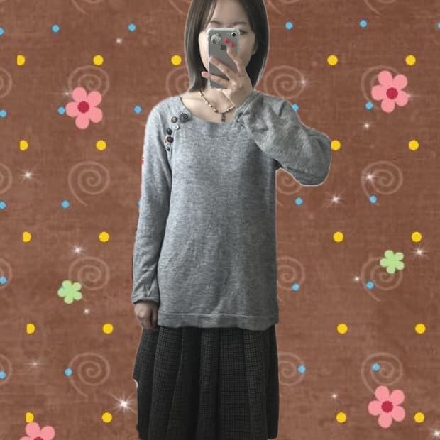 모리걸 빈티지 니트 모리룩 하구미 단추 니트