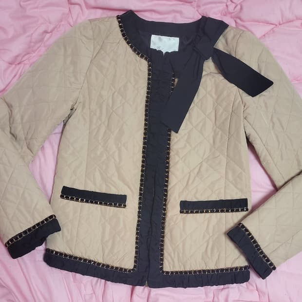 급처상태좋음!레니본 리본 프릴 퀼팅 공주 자켓 점퍼 리즈리사st