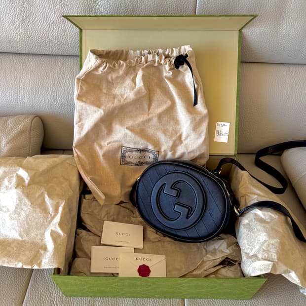 Gucci 구찌 가죽 크로스백 숄더백 타원형 검정색