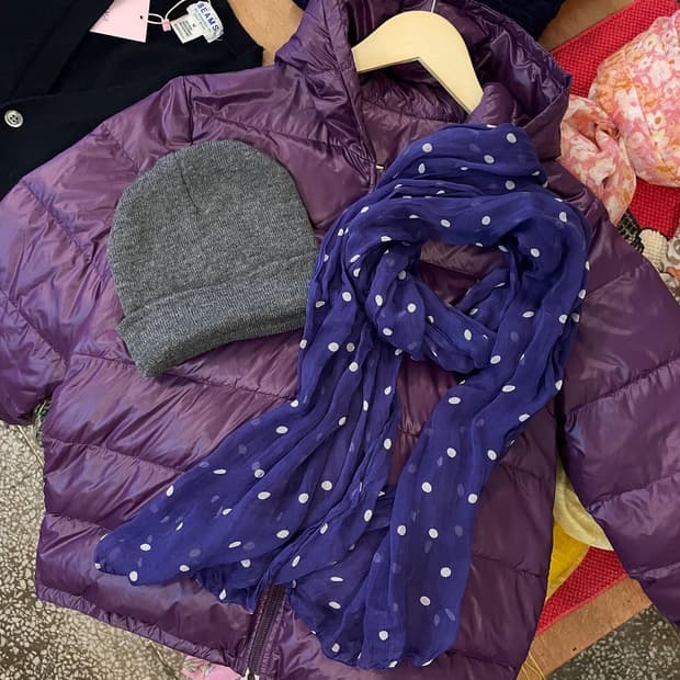 퍼플 도트 스카프 [무배]