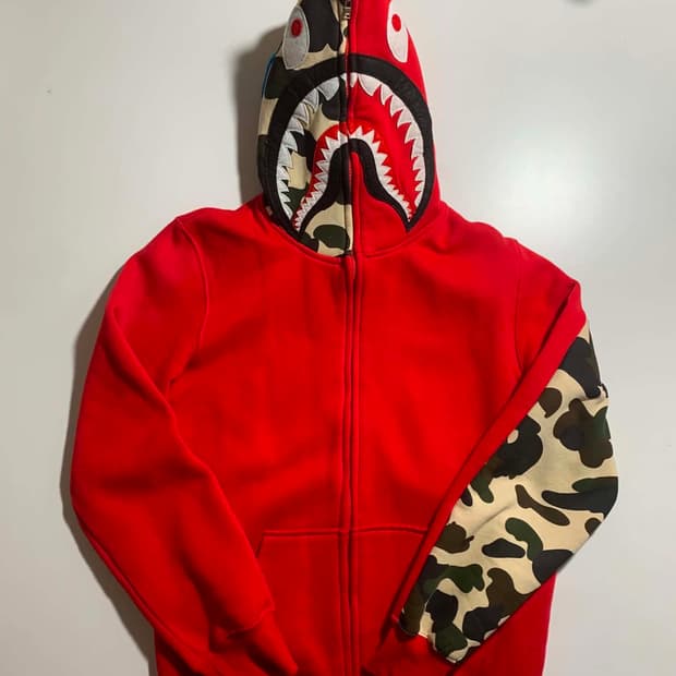 베이프 샤크 후드집업 XXL 레드