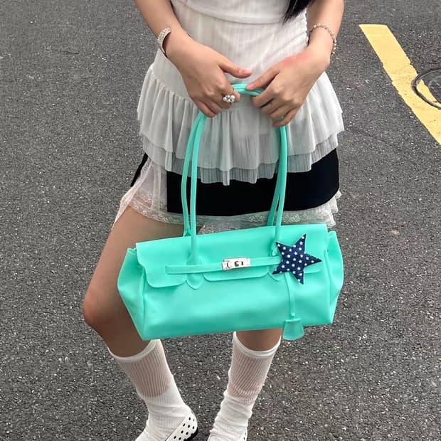 당일배송✨[자물쇠,키링걸이포함]키키 젤리버킨백 젤리벌킨 젤리벌킨백 민트