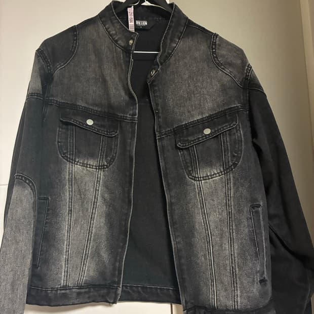 트릴리온 페이드 워싱 데님 바이커 자켓 M