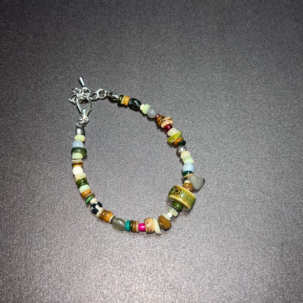 빈티지 비즈 포인트 팔찌 / gemstone point bracelet