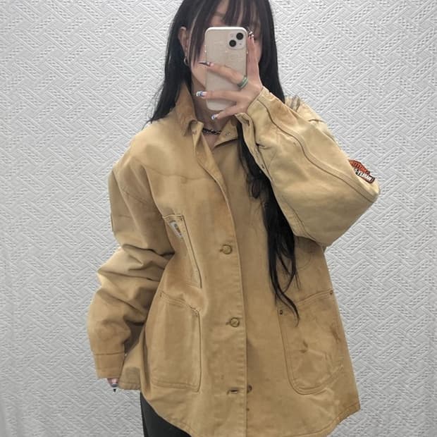 칼하트 빈티지 올드스쿨 패치 초어 디트로에드 워크자켓 C07692