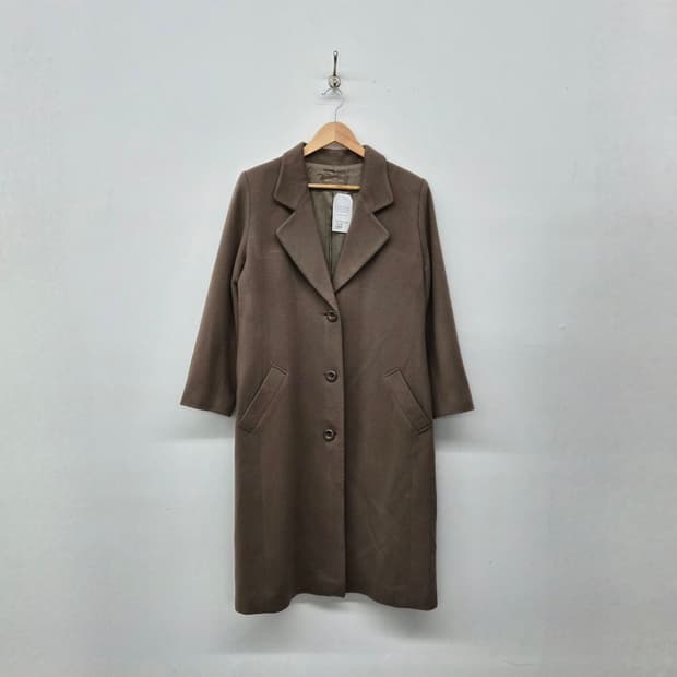 캐시미어 100% 브라운 롱 코트 여성 M