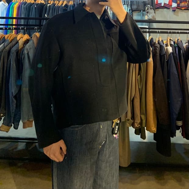 coor 쿠어 컷오프 울 쇼트 블루종 자켓 M 105 울88%