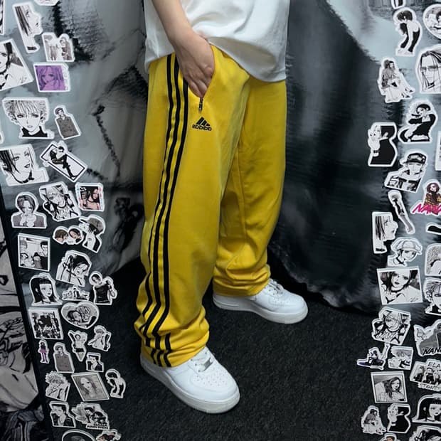 아디다스 삼선 옐로우 트랙팬츠