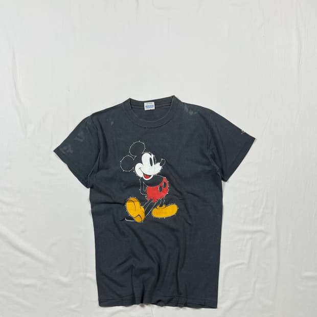 80‘s 디즈니 disney 미키마우스 카툰 스터드 반팔티