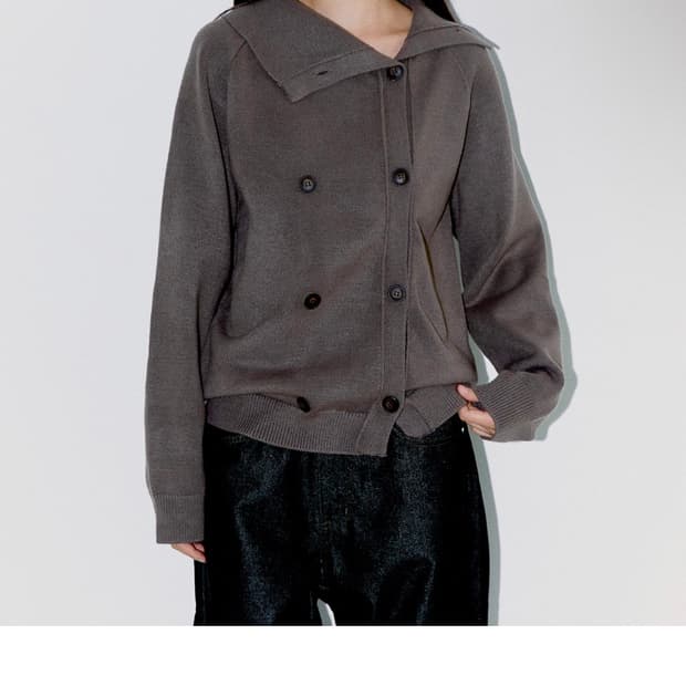 오피쉬 트윈 버튼 가디건 브라운