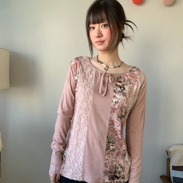 lace patchwork cotton top