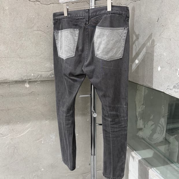 준야 와타나베 배색 원단 데님팬츠