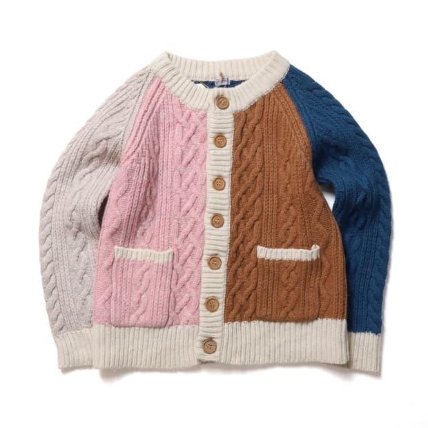 빔즈 보이 Beams Boy Wool Cable Knit Cardigan