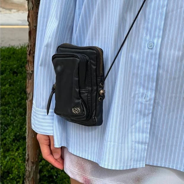 기준 Pleather Mini Bag Black