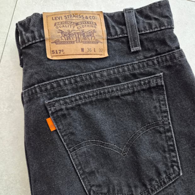 빈티지 리바이스 517 블랙 블랭크탭 36x32