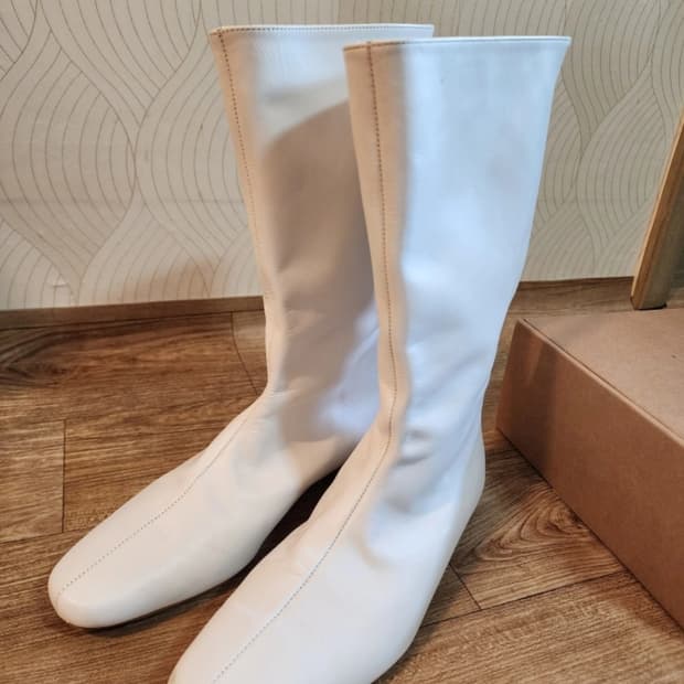 수제가죽 하프 부츠 화이트 245