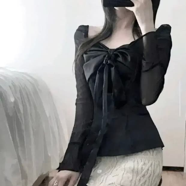 고희 힐다 스완 블라우스 블랙