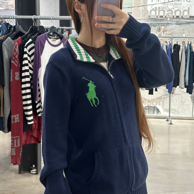 폴로랄프로렌 00s 빅포니 코튼 니트집업