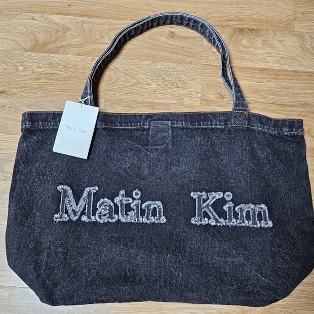 마뗑킴 워싱 데님 토트백 블랙