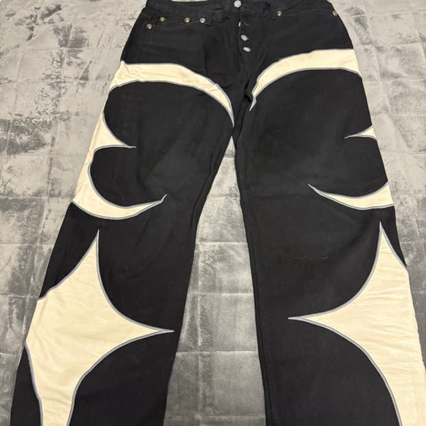 떠그 클럽 TC 레더 워싱 데님 팬츠 블랙 화이트