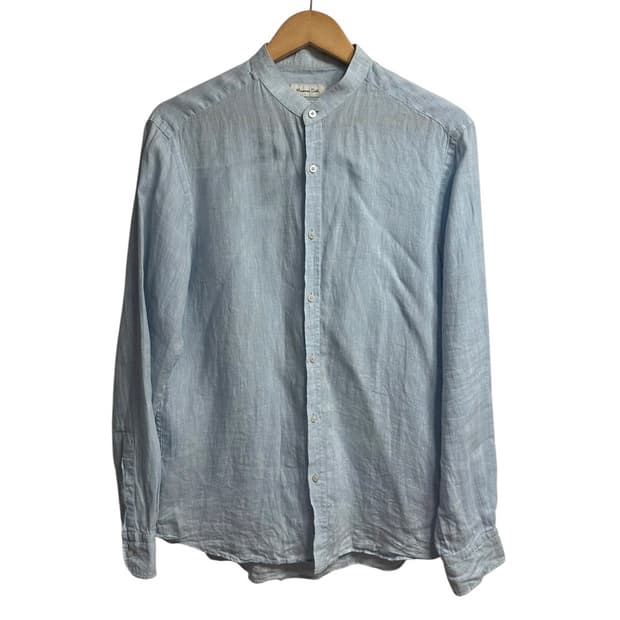 마시모두띠(Massimo Dutti) 헨리넥 린넨 셔츠 스카이블루