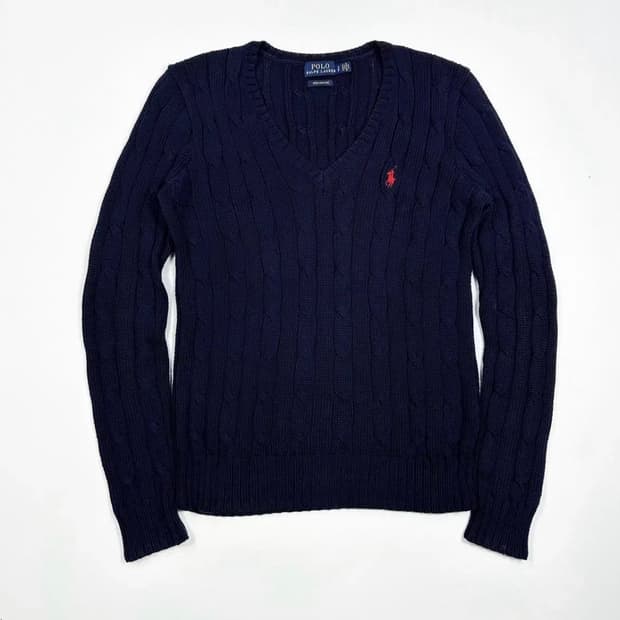 폴로 랄프로렌 피마코튼 브이넥 니트 s