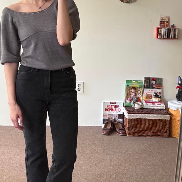 쉬이즈큐트 엔젤니트탑 그레이(새상품)