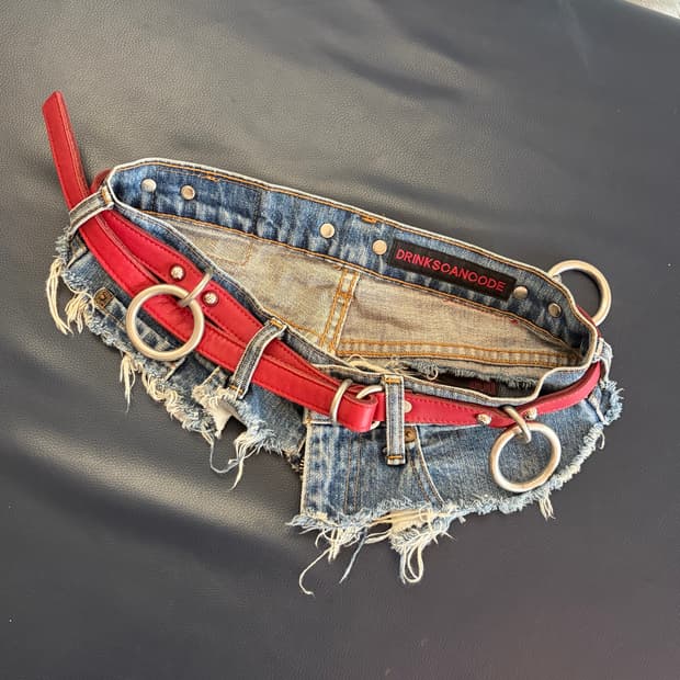 Stud denim bondage belt