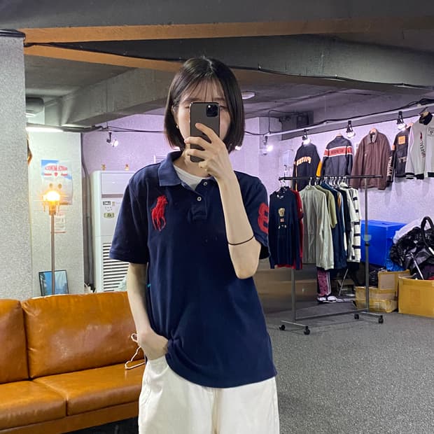 폴로 랄프로렌 레드 빅포니 네이비 카라티 B4874